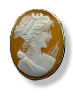 Brooch Mandile 1922 Woman Cammei  in Silver Conchiglia 2MSPC15